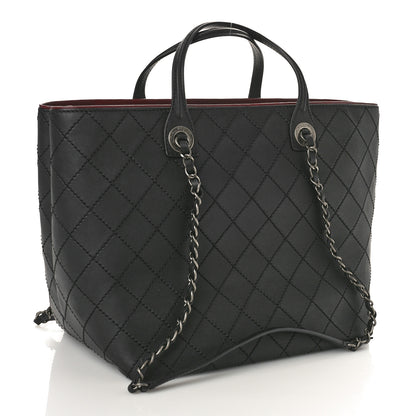 Chanel Calfskin Stitched Medium Shopping Tote Black 2 of 9