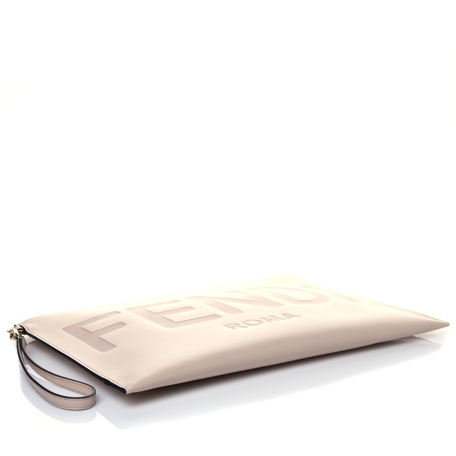 Fendi Vitello King Logo Embossed Large Flat Pouch Poudre 7 of 28
