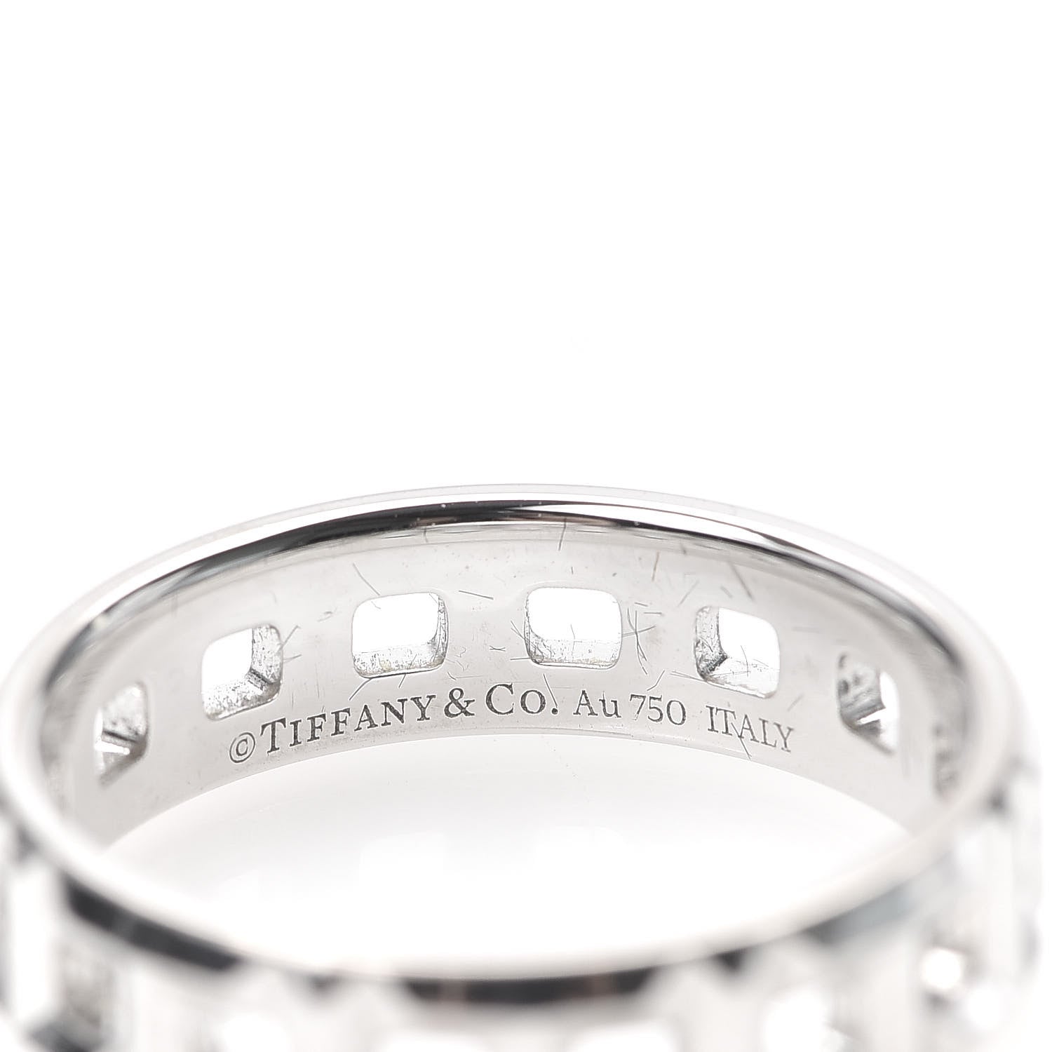 Tiffany 18K White Gold T True Wide Ring 57 8 4 of 5