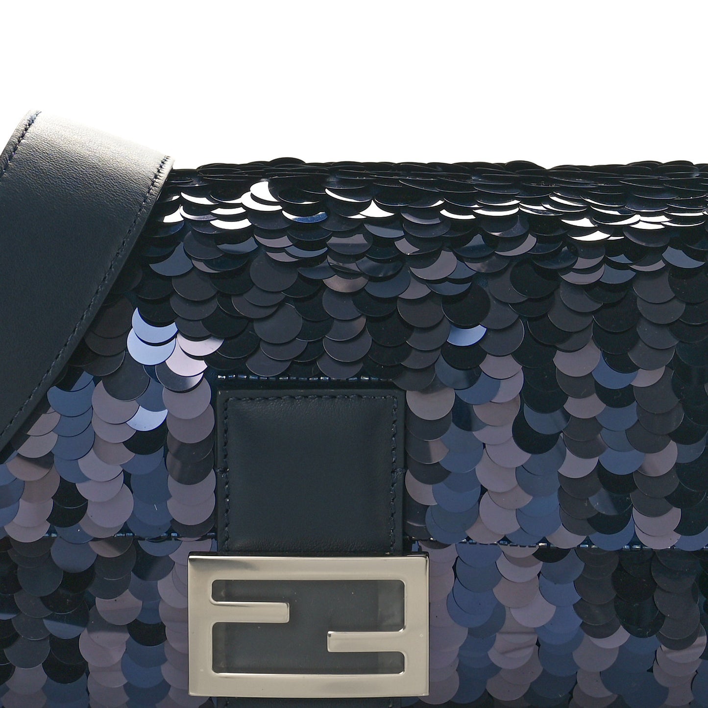 Sequin Paillettes Vitello Grace Striped Baguette Dark Blue Lunai