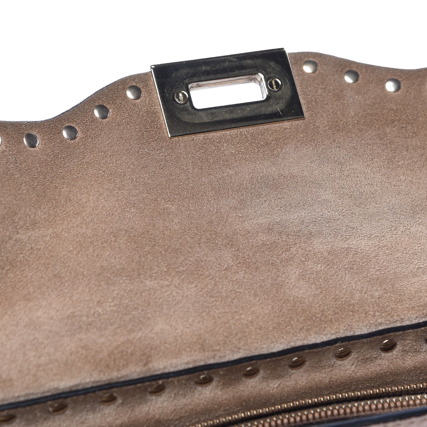 Pebbled Calfskin Small Rockstud Single Handle Flap Bag Poudre