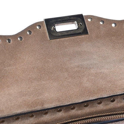 Valentino Garavani Pebbled Calfskin Small Rockstud Single Handle Flap Bag Poudre 18 of 21