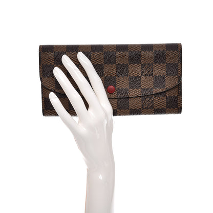 Louis Vuitton Damier Ebene Emilie Wallet Red 2 of 7