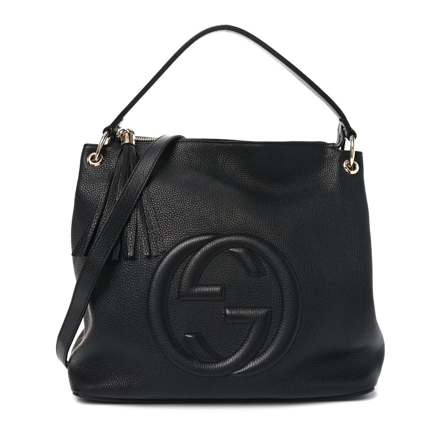 Pebbled Calfskin Large Soho Hobo Black