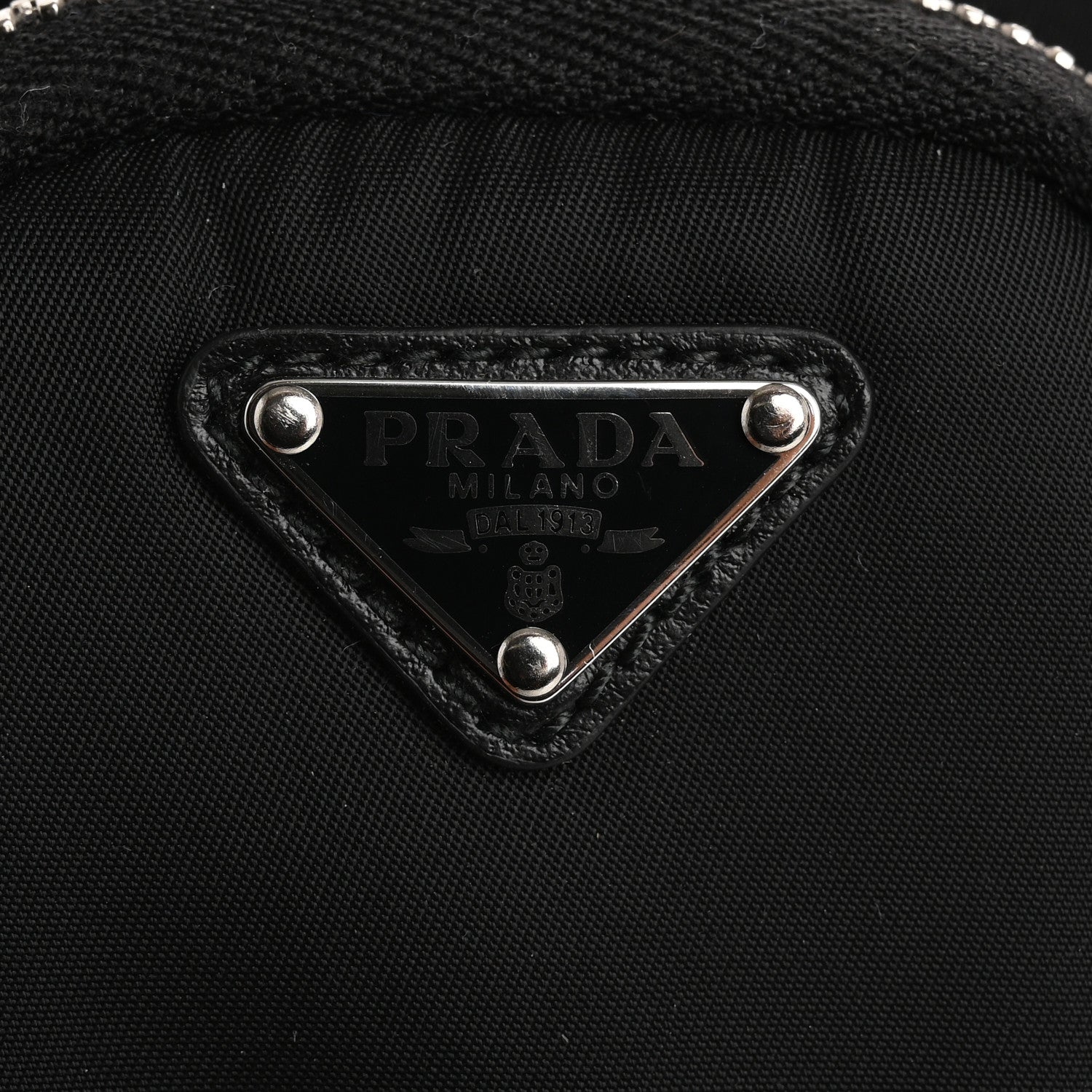 Prada Spazzolato Rois Re-Nylon Metal Triangle Logo Monolith Pouch Pocket 55mm Boots 37 Black 10 of 16