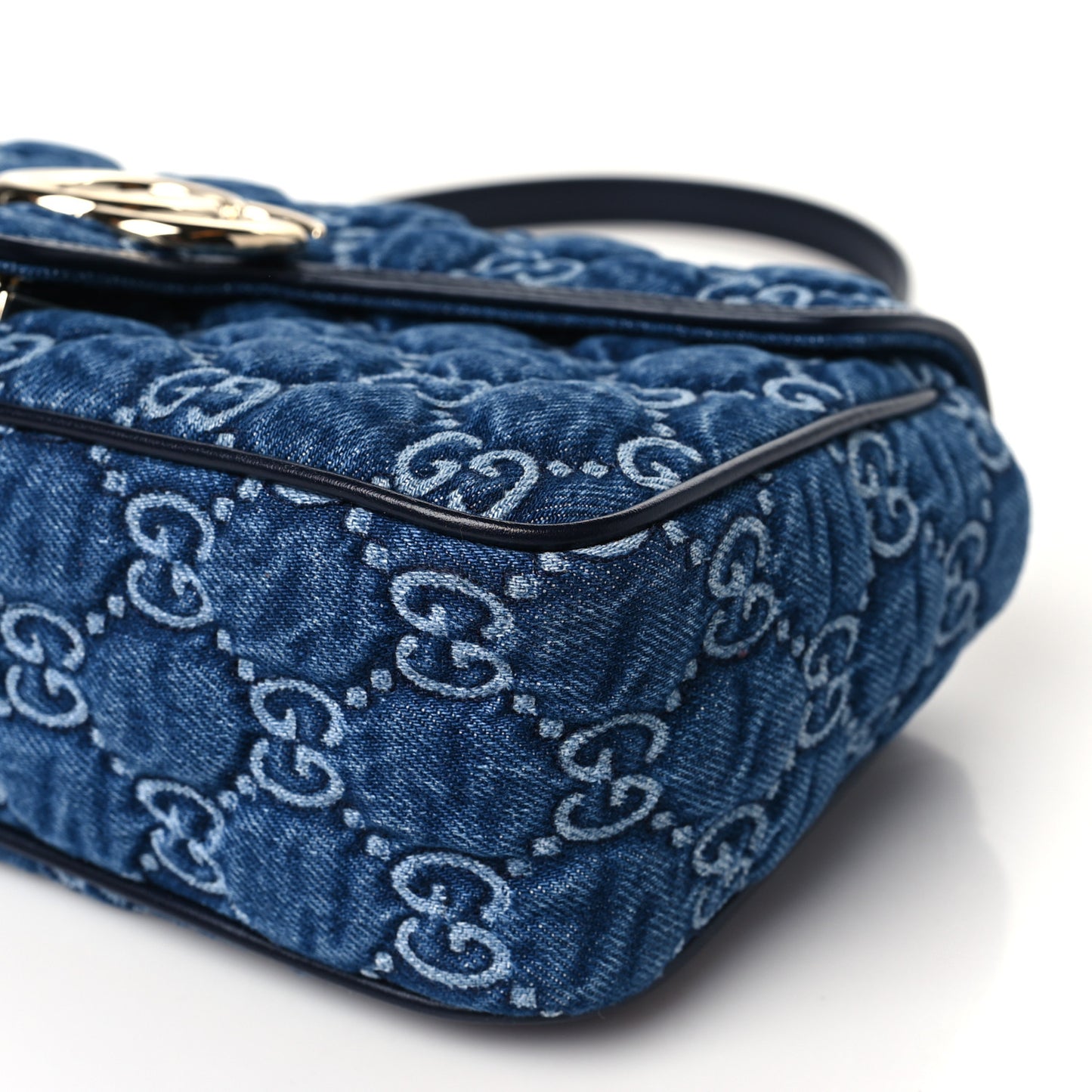 Denim Matelasse Small GG Marmont Shoulder Bag Blue