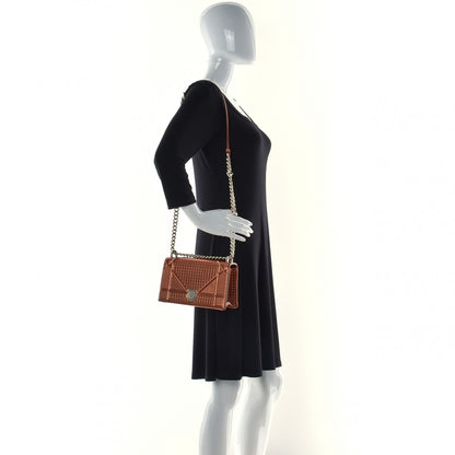 Christian Dior Metallic Patent Micro-Cannage Small Diorama Flap Bag Orange 2 of 14