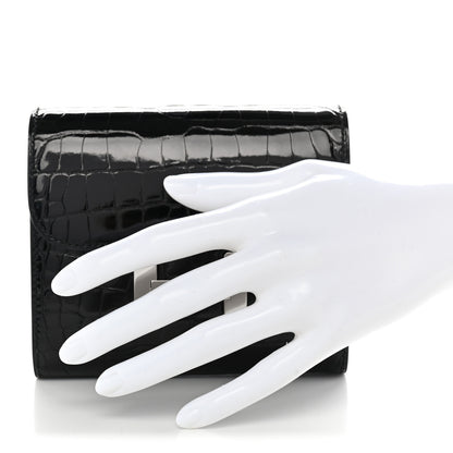 Hermes Shiny Alligator Constance Short Wallet Black 2 of 11