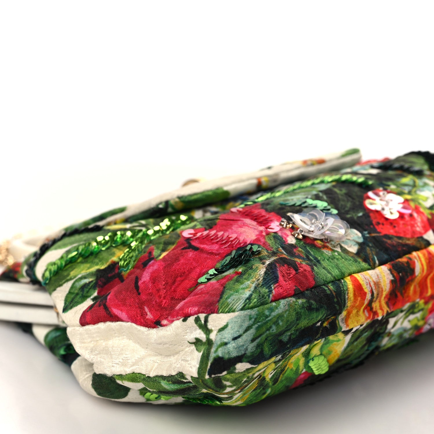 Dolce & Gabbana Fabric Embellished Floral Print Top Handle Chain Satchel Multicolor 6 of 9