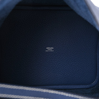 Hermes Taurillon Clemence Casaque Picotin Lock 22 MM Bleu Saphir Bleu Brighton 5 of 13