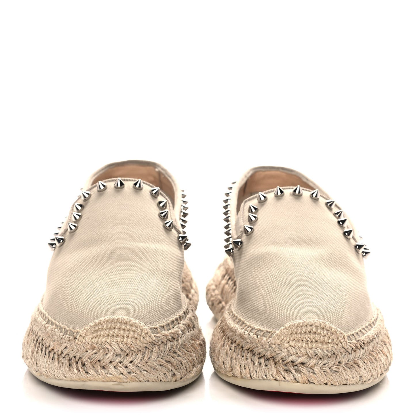 Canvas Espaboat Spikes Flat Espadrilles 39 Beige