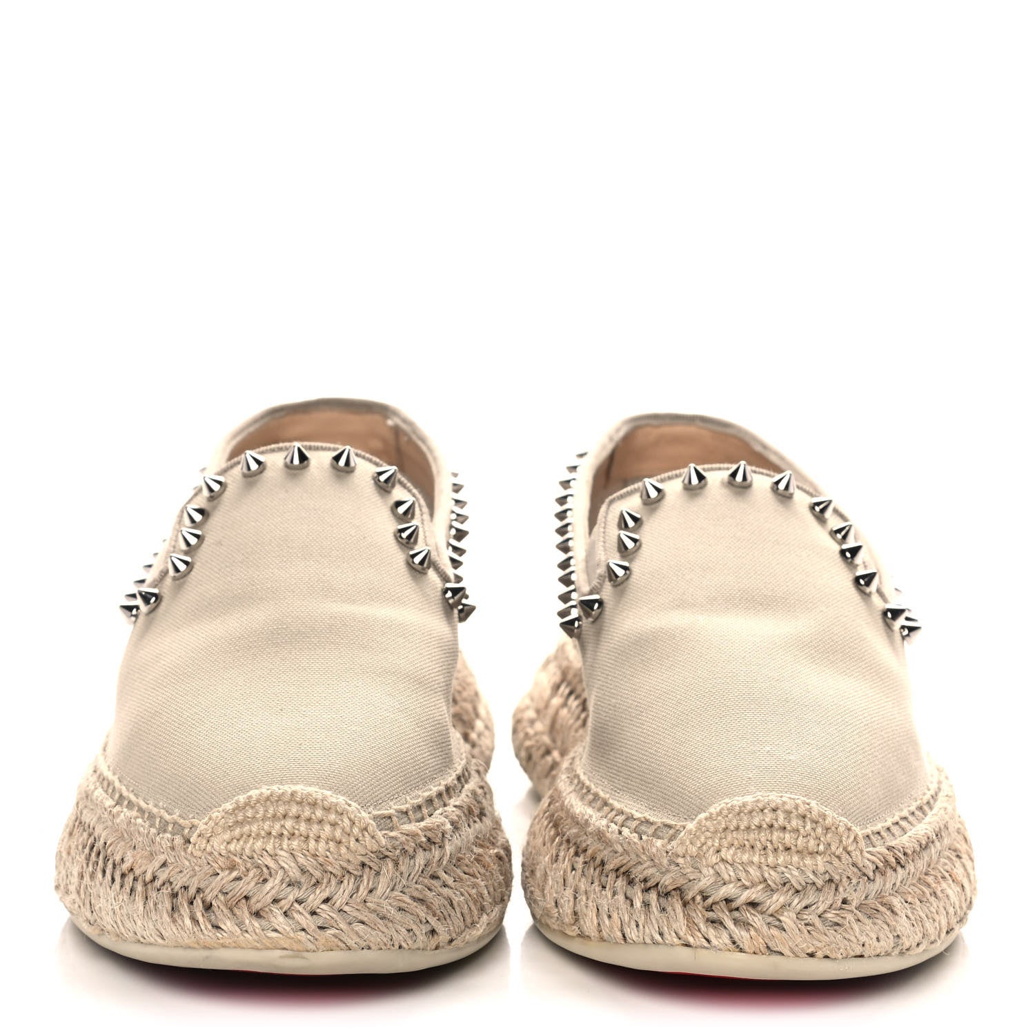 Christian Louboutin Canvas Espaboat Spikes Flat Espadrilles 39 Beige 2 of 10