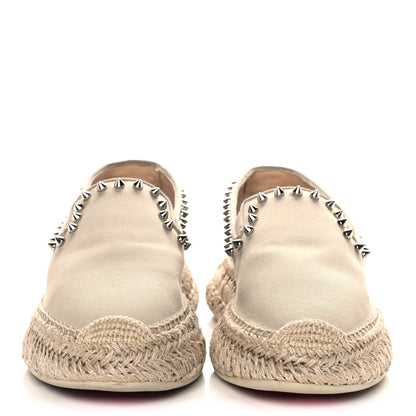 Christian Louboutin Canvas Espaboat Spikes Flat Espadrilles 39 Beige 2 of 10