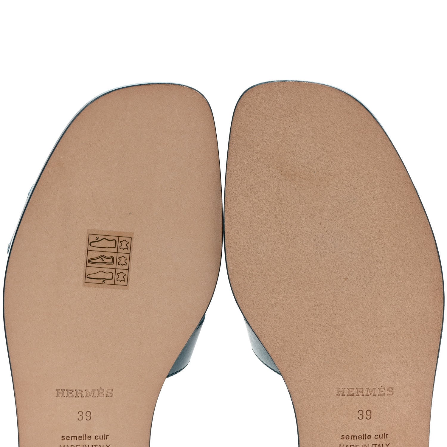 Hermes Calfskin Oran Sandals 39 Bleu Emeraude 9 of 9