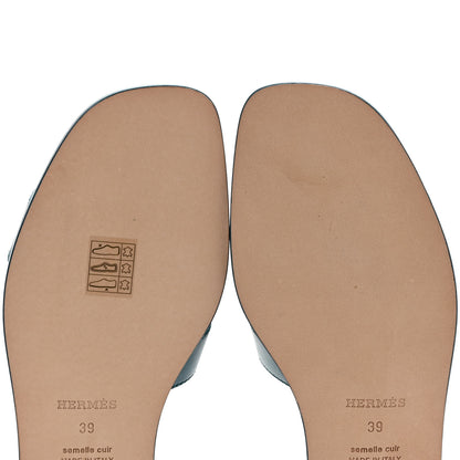 Hermes Calfskin Oran Sandals 39 Bleu Emeraude 9 of 9