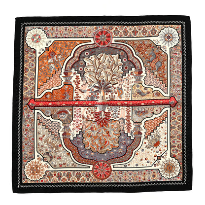 Hermes Cashmere Silk Aux Portes Du Palais Shawl 140 Black Beige Rouge 1 of 5