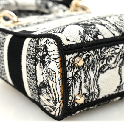 Christian Dior Canvas Embroidered Toile De Jouy Mini Lady D-Lite White Black 10 of 13