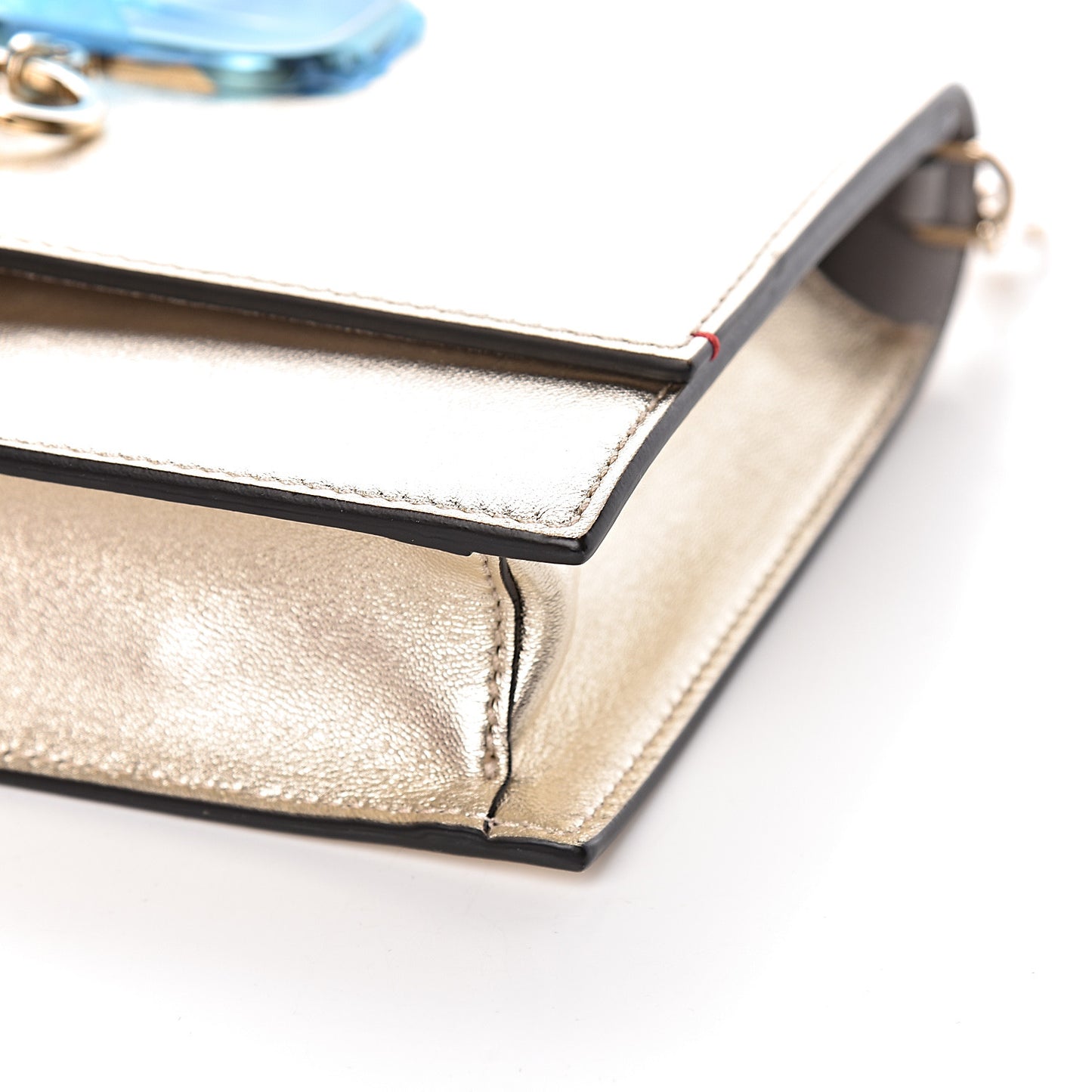 Metallic Nappa Small VCase Bag Platinum