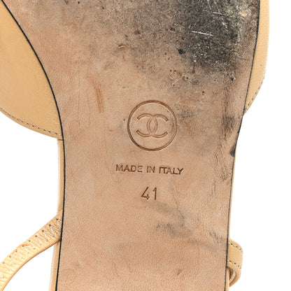 Chanel Goatskin Grosgrain Cap Toe CC Slingback Sandals 41 Beige Black 7 of 8