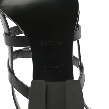 Hermes Calfskin Eve 60 Sandals 37 Black 11 of 18