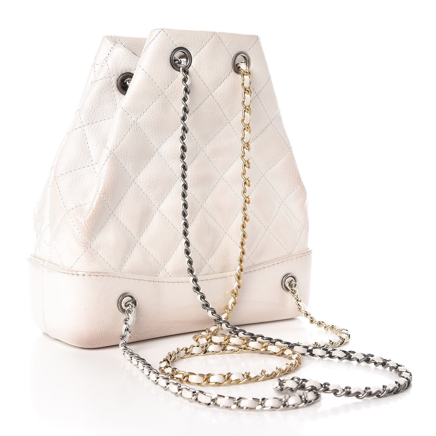 Chanel Patent Goatskin Quilted Small Gabrielle Backpack White 3 of 12