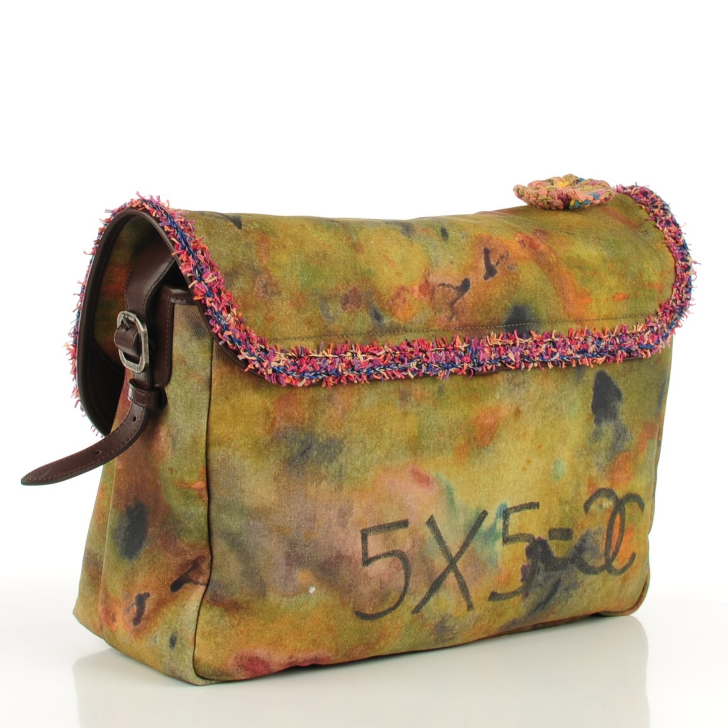 Washed Toile Large Graffiti On The Pavements Messenger Khaki Multicolor