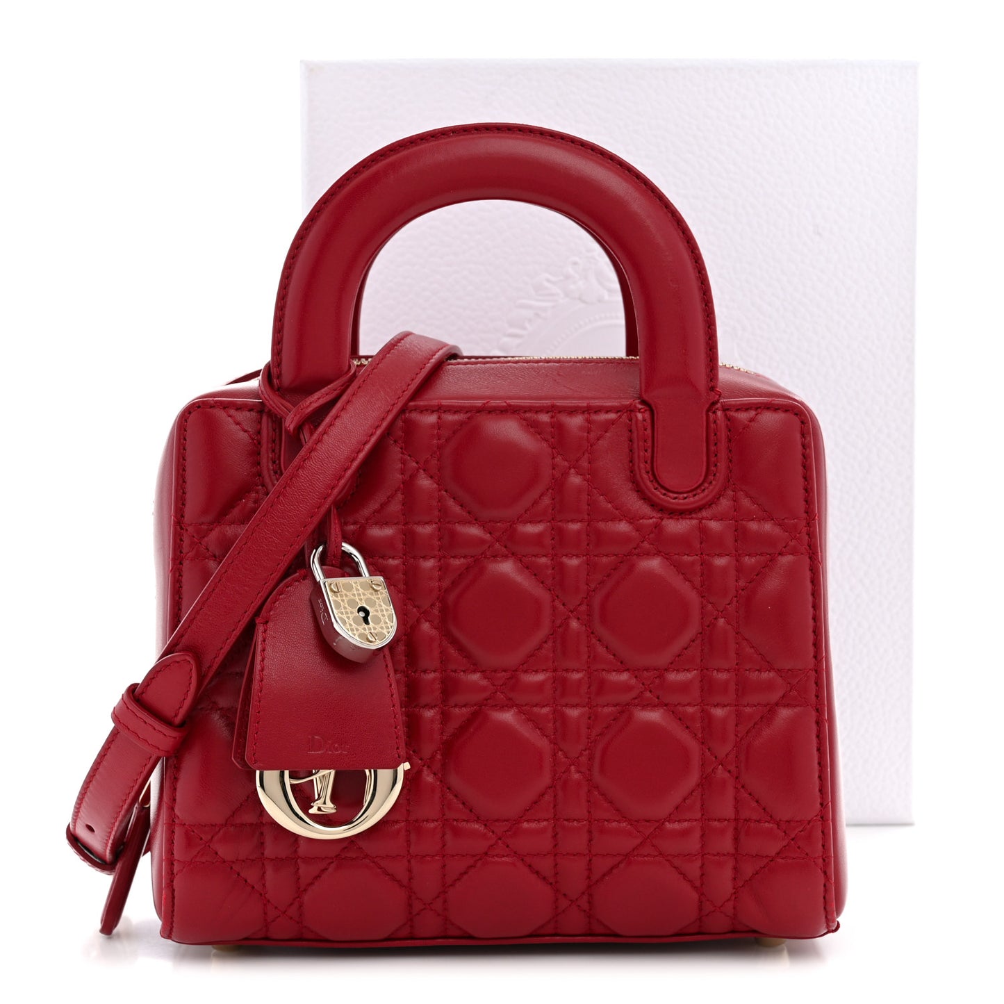 Lambskin Cannage Lily Tote Dark Red