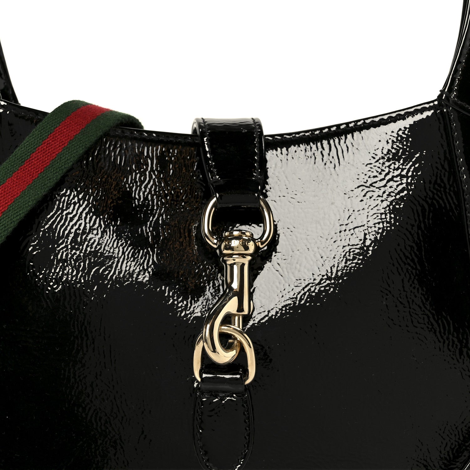 Gucci Patent Calfskin Small Jackie Shoulder Bag Black 8 of 10