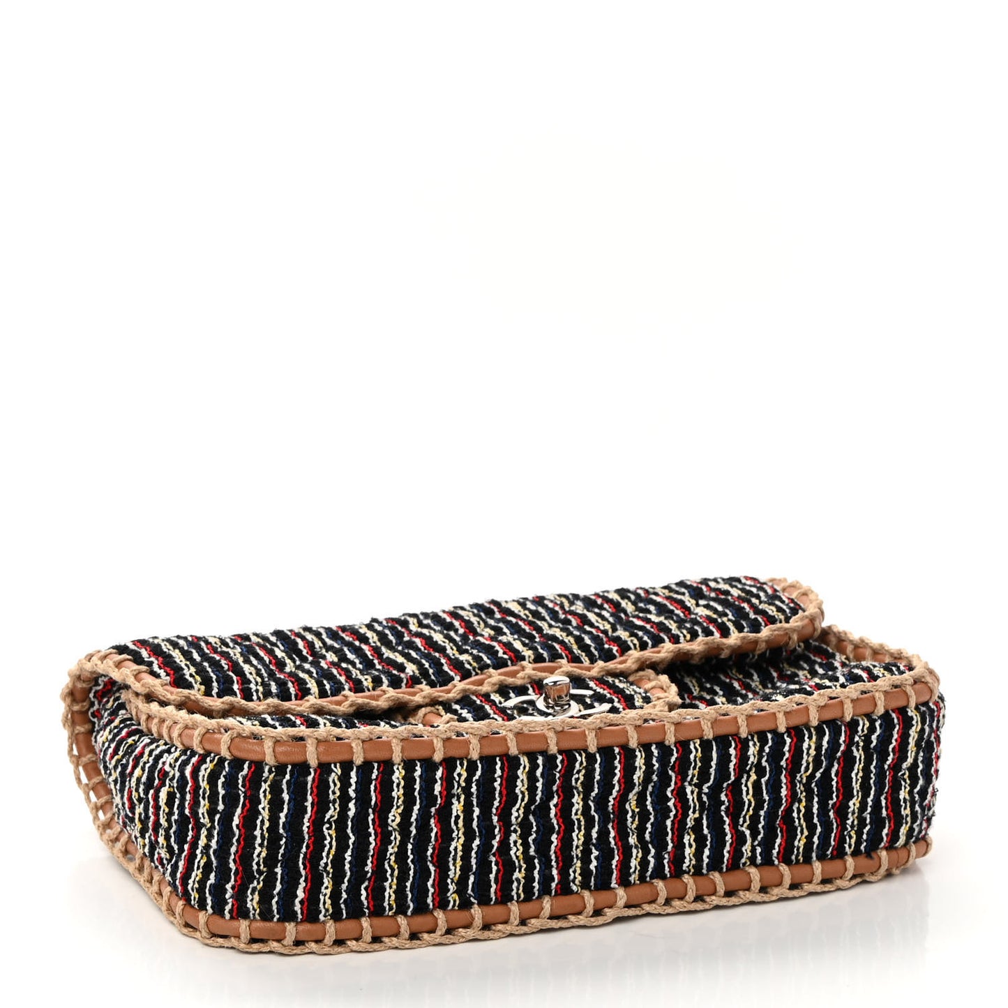 Tweed Woven Single Flap Beige Multicolor