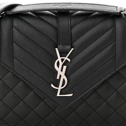 Saint Laurent Grain De Poudre Textured Mixed Matelasse Triquilt Medium Monogram Satchel Black 8 of 12