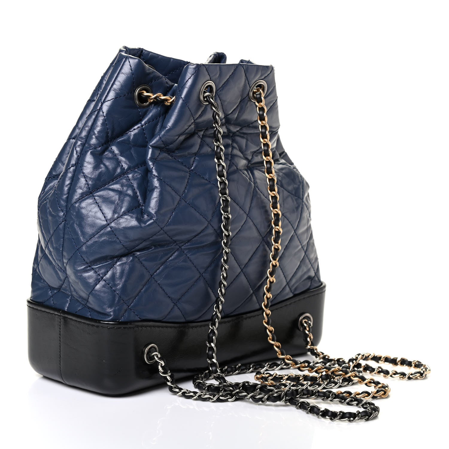 Chanel Aged Calfskin Quilted Gabrielle Backpack Navy Black 2 of 5