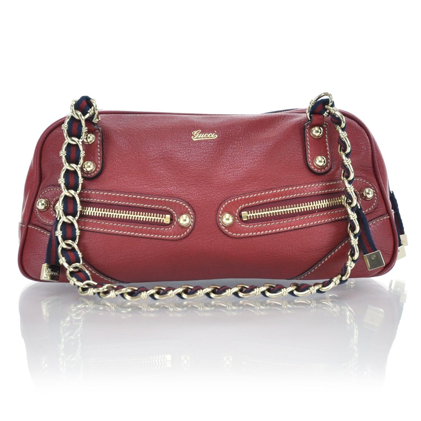 Leather Capri Small Bowler Red