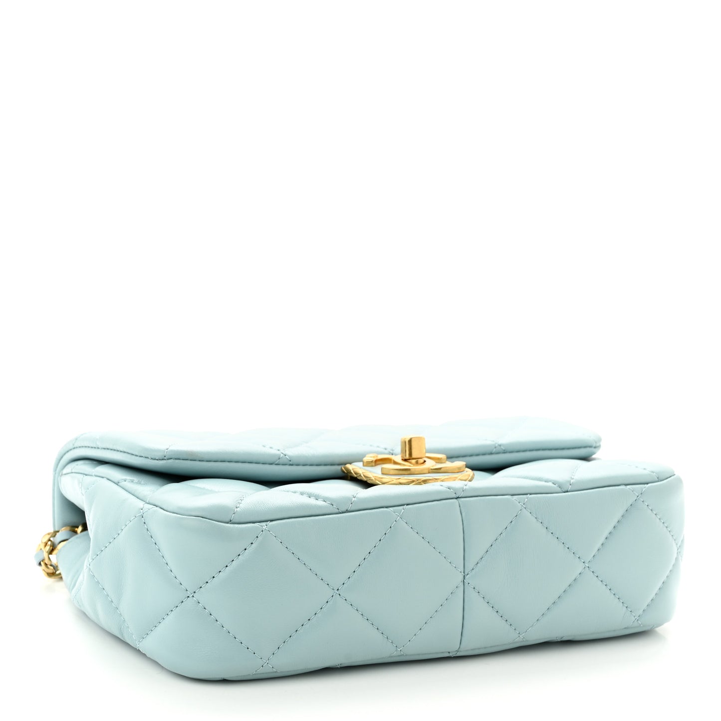 Lambskin Quilted Mini Flap Light Blue