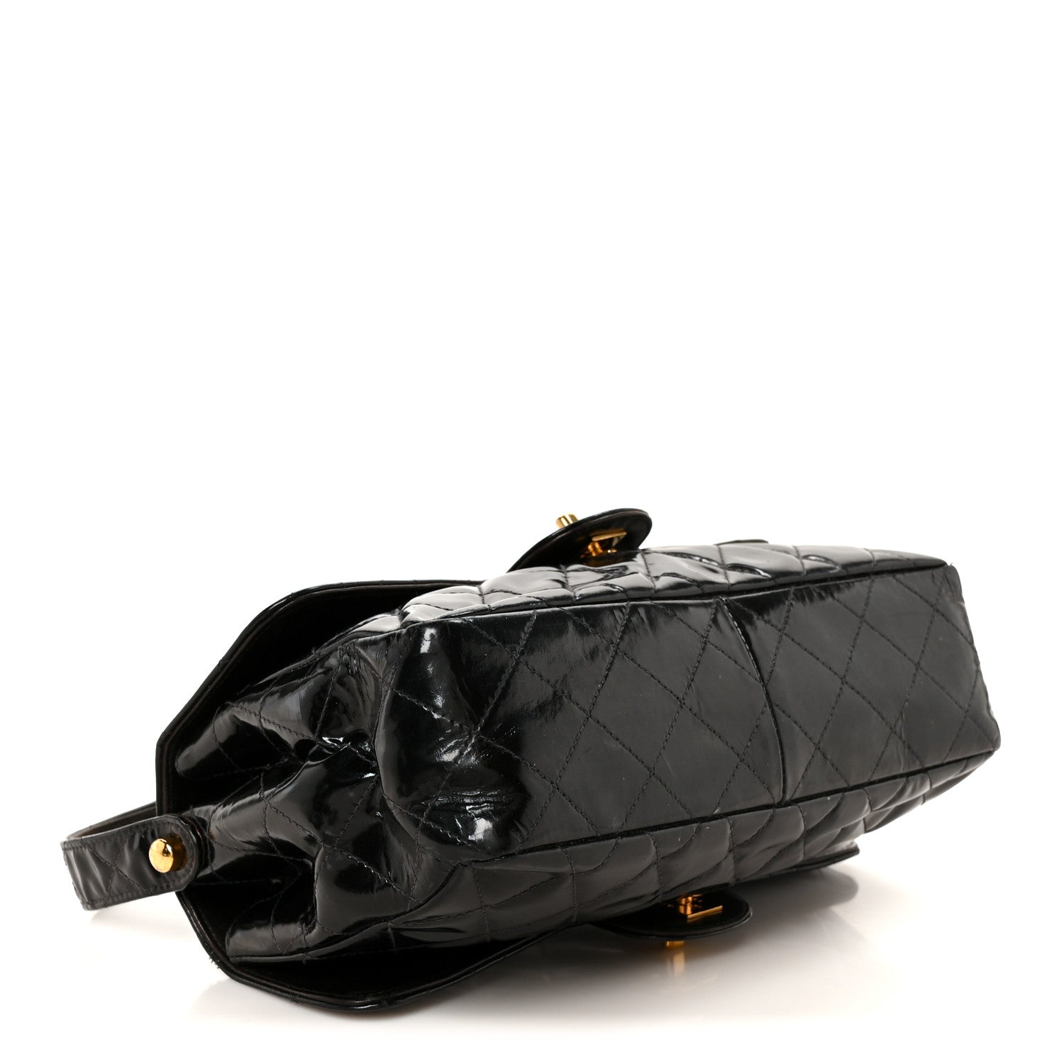 Chanel Patent Quilted Double Sided Shoulder Flap Bag Black 4 of 13