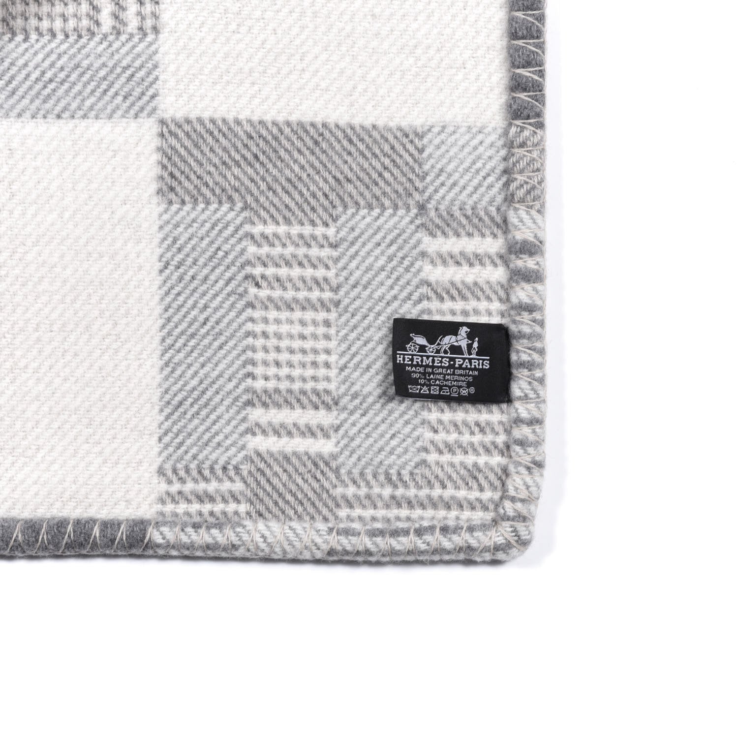 Hermes Wool Cashmere Avalon Paper Block Blanket Gris Acier 3 of 3