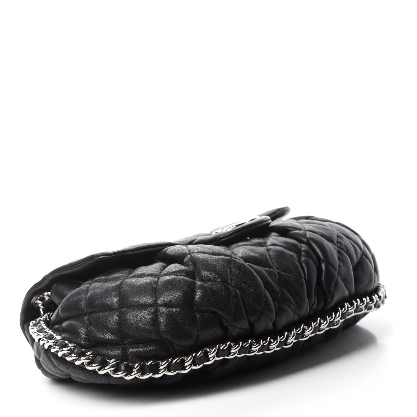 Washed Lambskin Quilted Mini Chain Around Flap Black