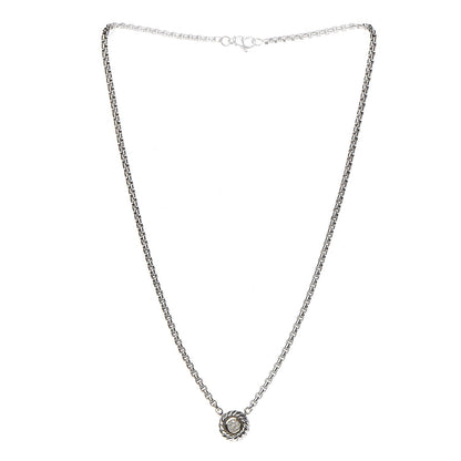 David Yurman Sterling Silver 18K Yellow Gold Diamond 12mm Pave Cookie Necklace 3 of 5