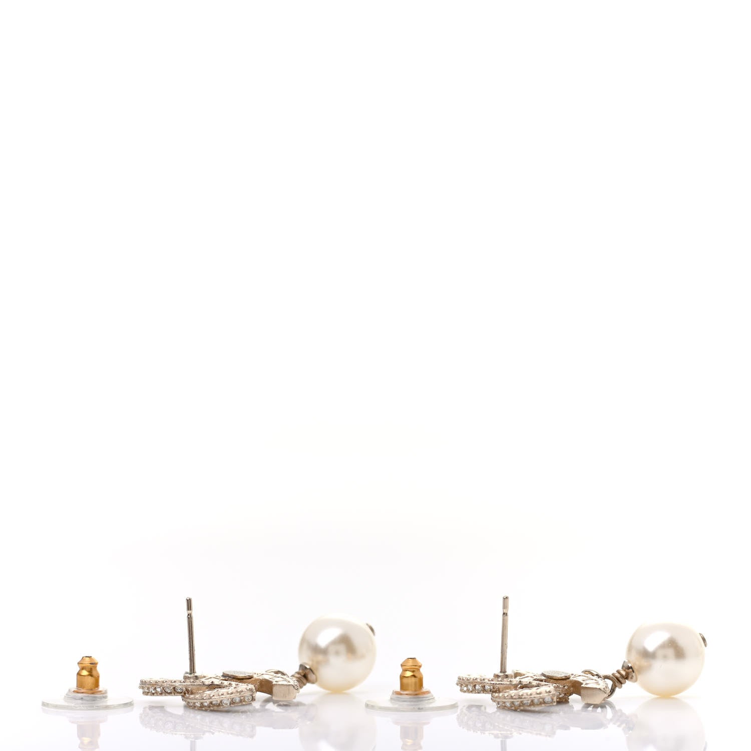 Chanel Crystal Textured CC Drop Earrings Gold 3 of 4