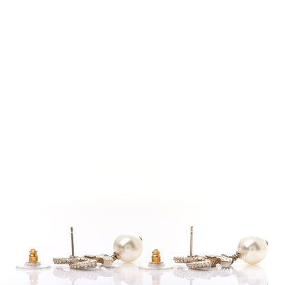 Chanel Crystal Textured CC Drop Earrings Gold 3 of 4