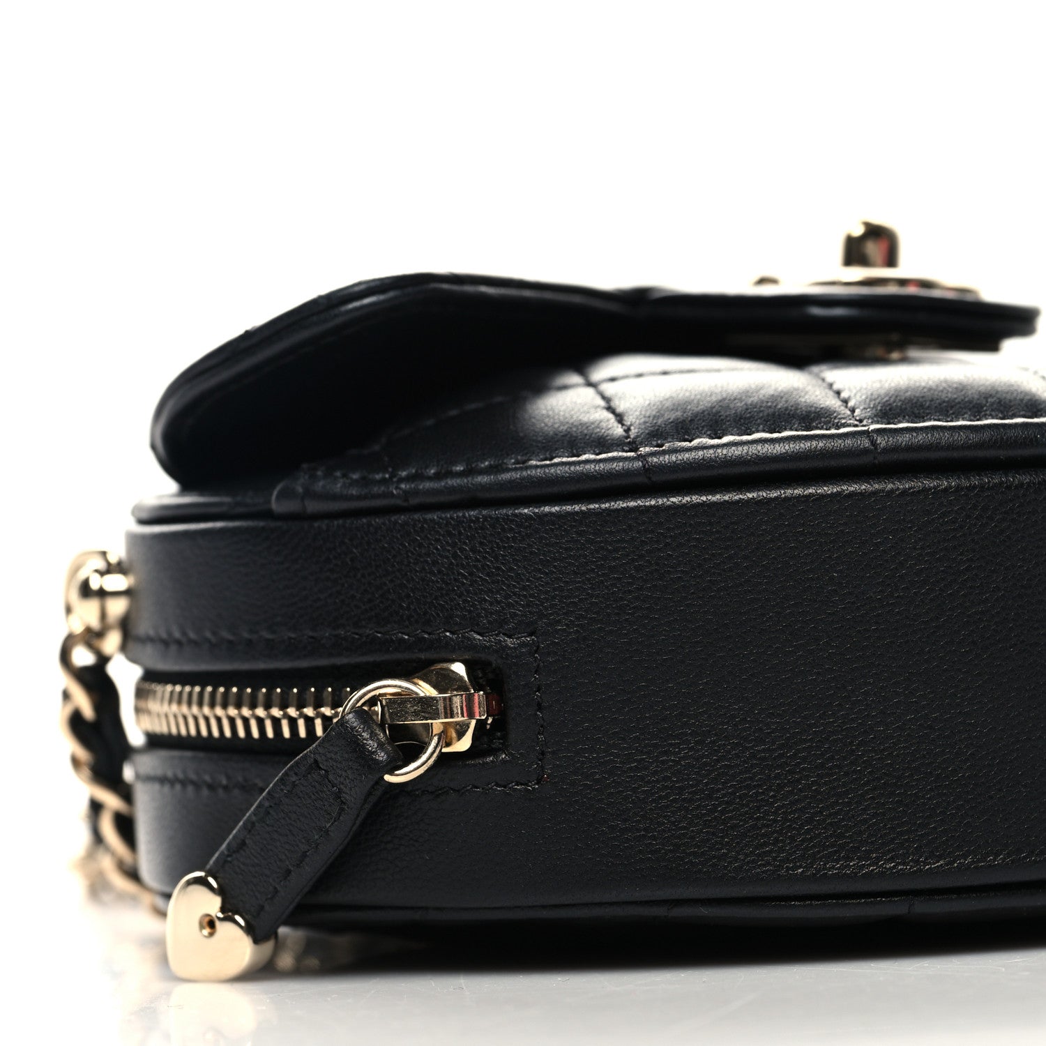 Chanel Lambskin Quilted CC In Love Heart Clutch With Chain Black 9 of 11