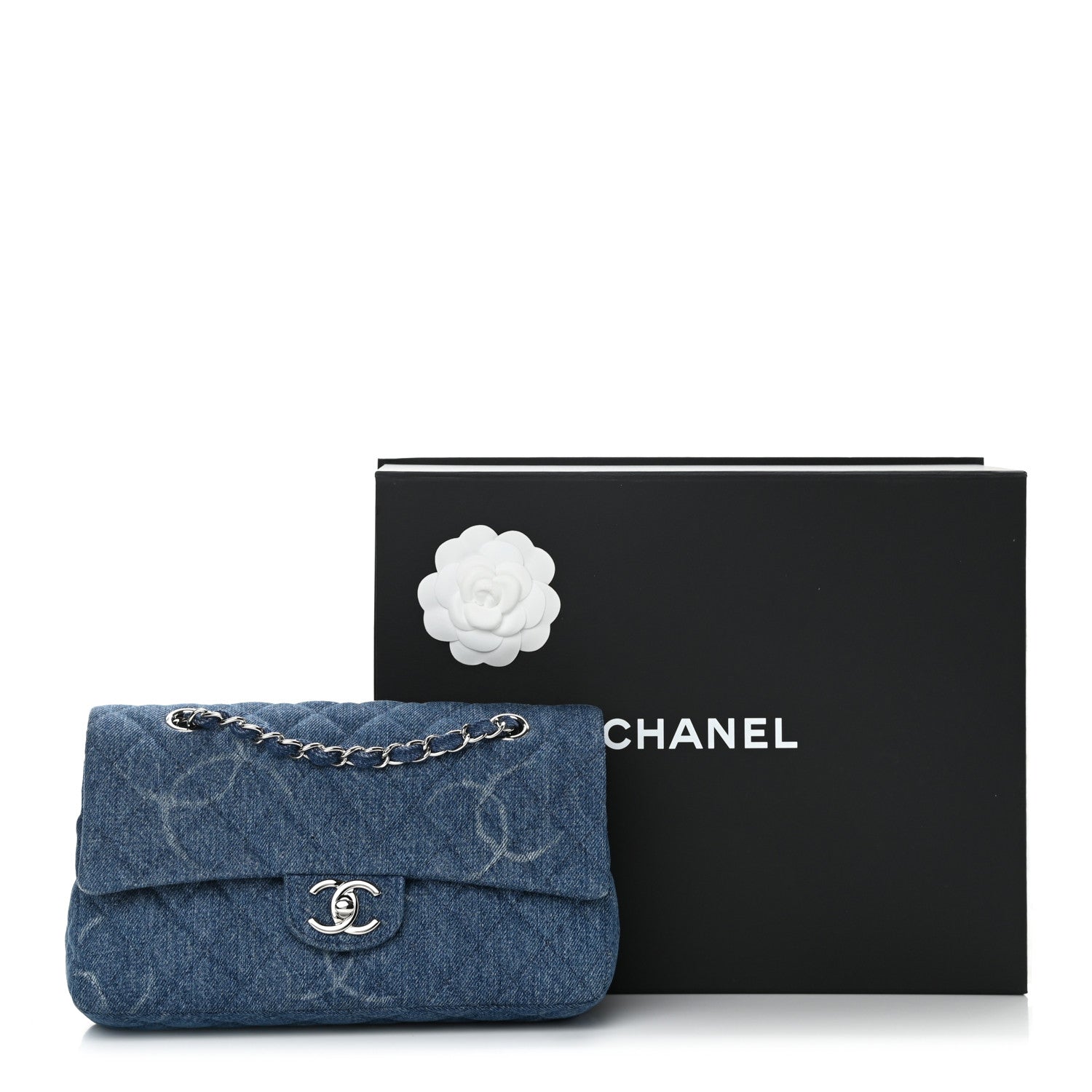 Chanel Denim Quilted CC Print Medium Single Flap Blue 11 of 11