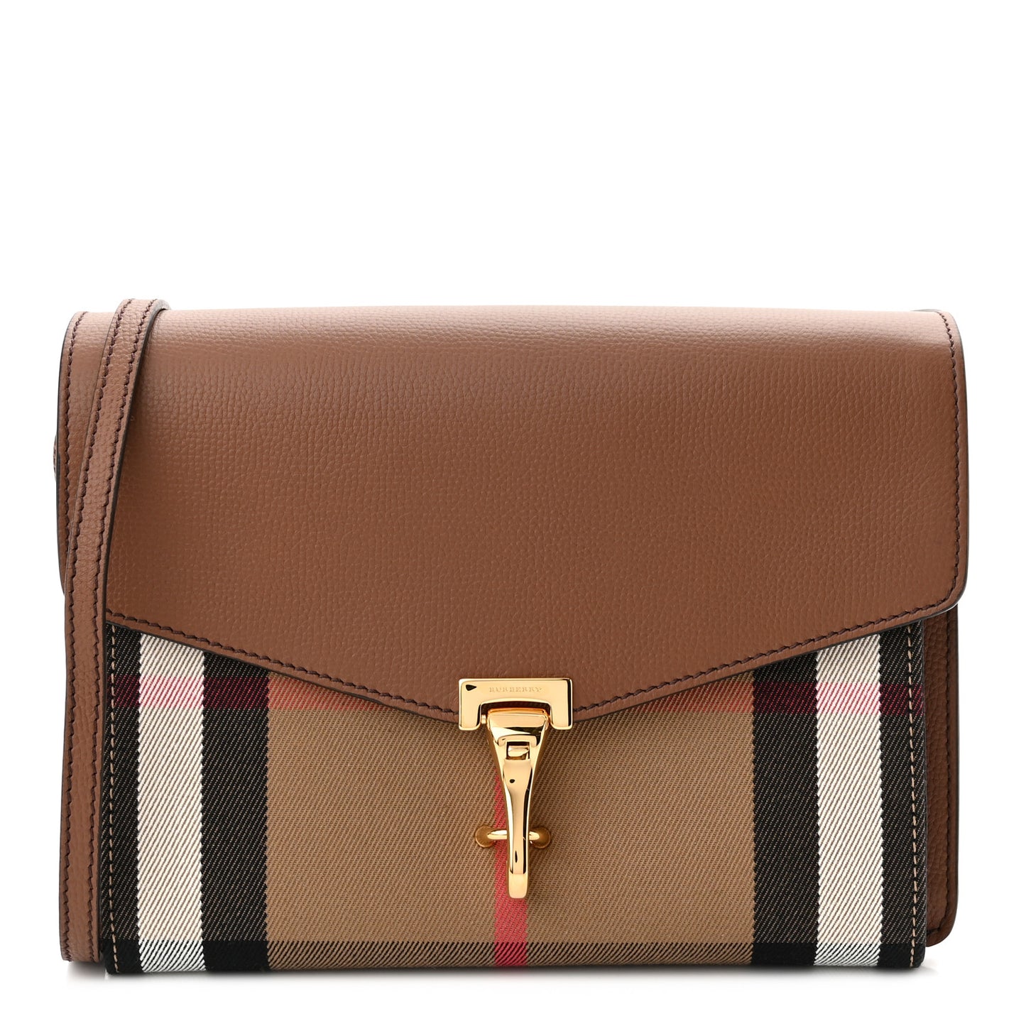 Derby Calfskin House Check Small Macken Crossbody Bag Tan