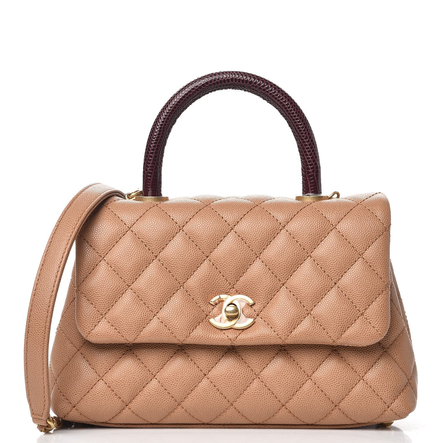 Chanel Caviar Lizard Quilted Mini Coco Handle Flap Beige 1 of 9