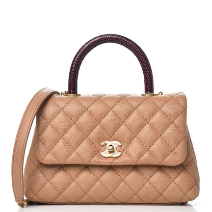 Chanel Caviar Lizard Quilted Mini Coco Handle Flap Beige 1 of 9