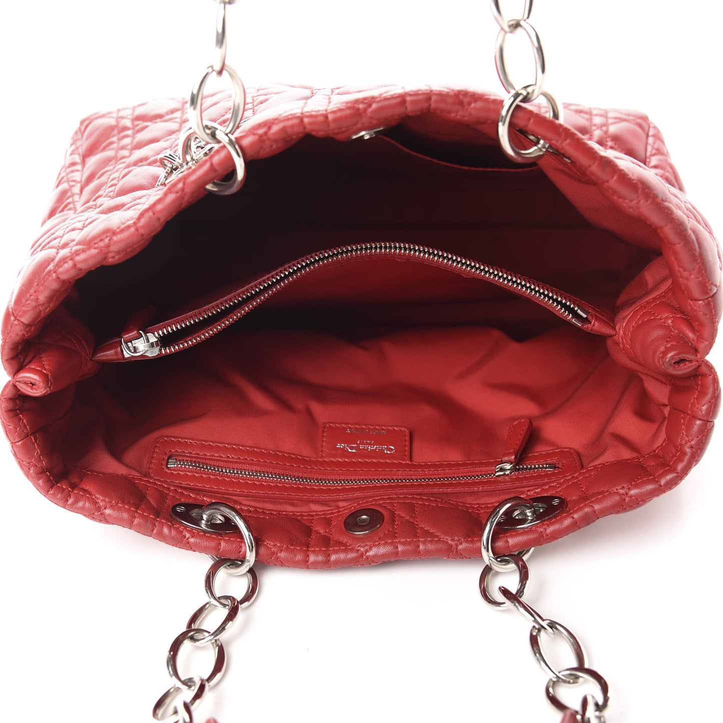 Lambskin Cannage Large Dior Soft Shopping Tote Red