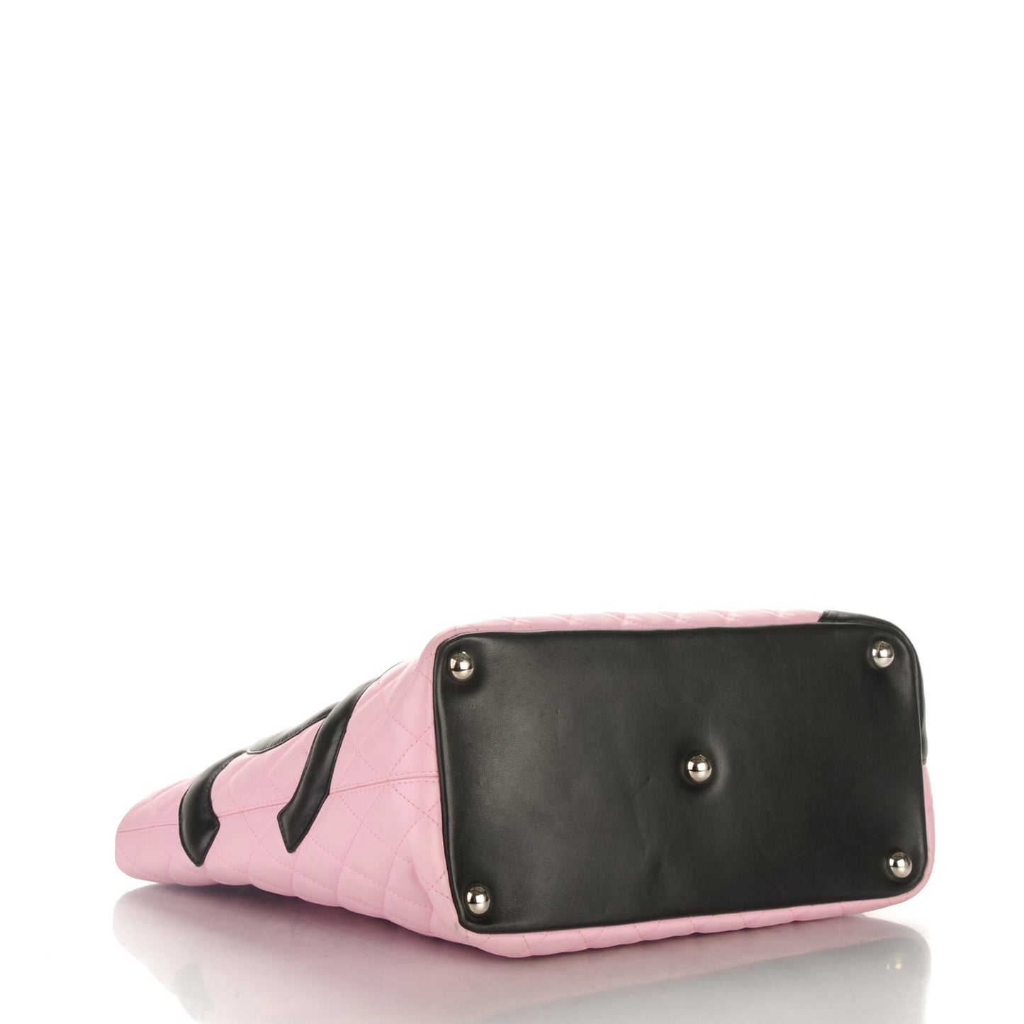 Calfskin Quilted Large Cambon Tote Pink Black