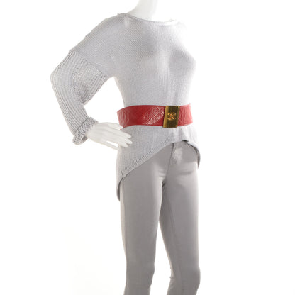 Chanel Lambskin Quilted Wide Belt 85 34 Red 2 of 6