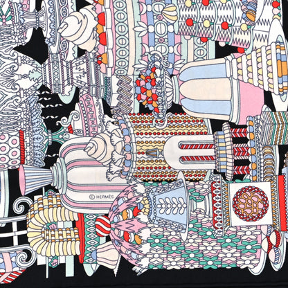 Hermes Silk La Patisserie Francaise Scarf 45 Black Menthol Multicolor 4 of 5