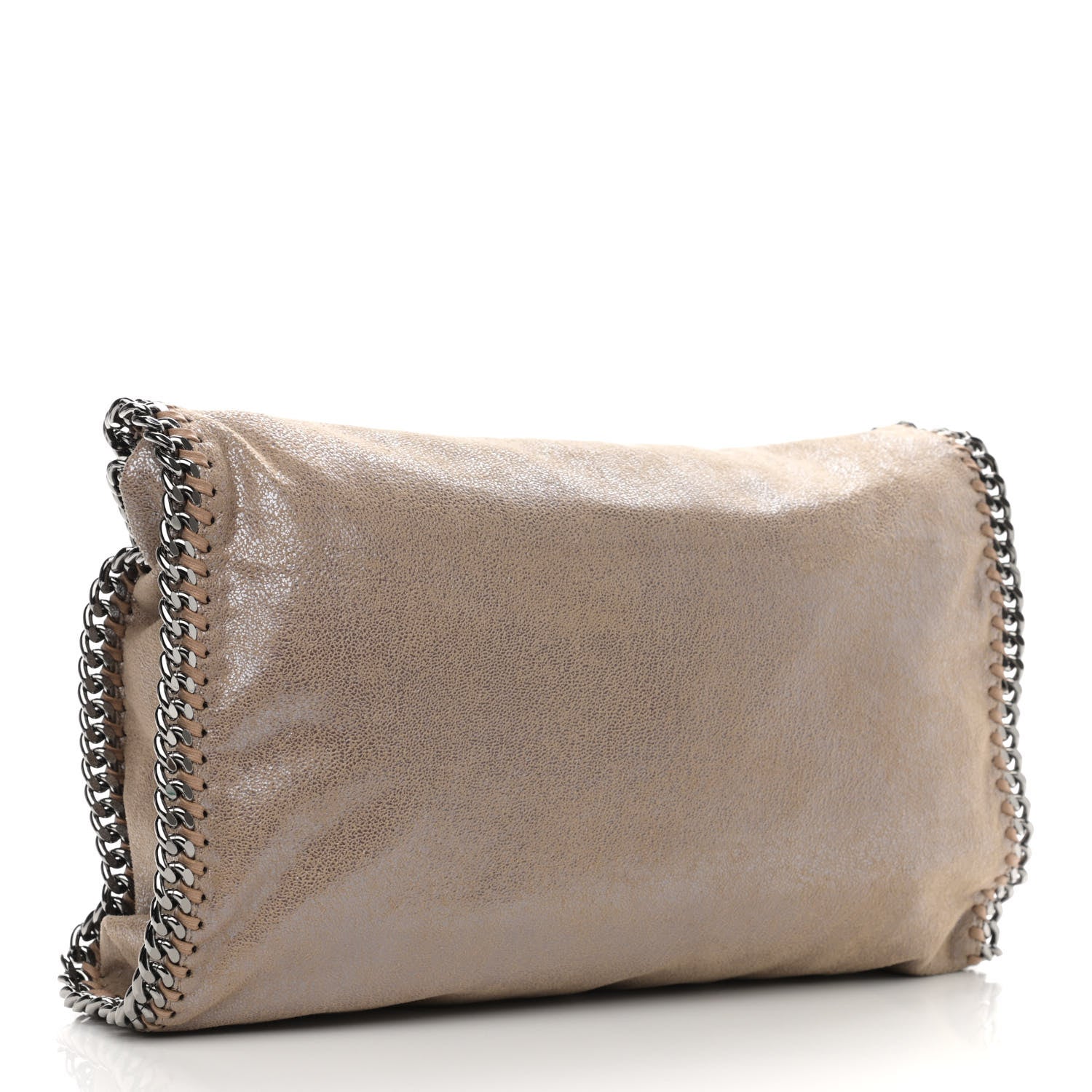 Stella McCartney Metallic Shaggy Deer Falabella Fold Over Tote Sand 3 of 9