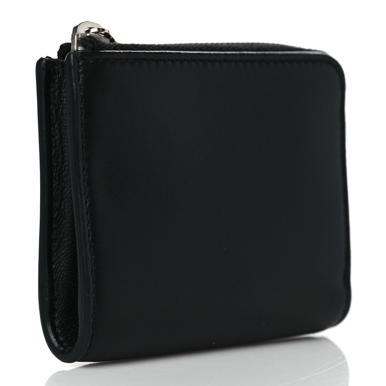 Balenciaga Calfskin Perforated Logo Zip Compact Wallet Black 3 of 9